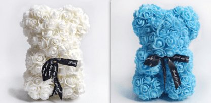 Valentine's Day Gift Rose Bear Eternal Flower Rose Teddy Bear PE Foam Bear 25cm Valentines Day Gifts CJ Sky Blue set