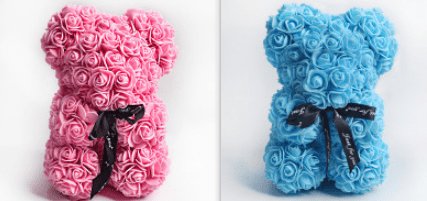 Valentine's Day Gift Rose Bear Eternal Flower Rose Teddy Bear PE Foam Bear 25cm Valentines Day Gifts CJ Sky Blue set1