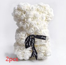 Valentine's Day Gift Rose Bear Eternal Flower Rose Teddy Bear PE Foam Bear 25cm Valentines Day Gifts CJ White 2pcs  