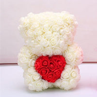 Valentine's Day Gift Rose Bear Eternal Flower Rose Teddy Bear PE Foam Bear 25cm Valentines Day Gifts CJ White heart  
