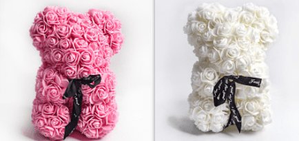 Valentine's Day Gift Rose Bear Eternal Flower Rose Teddy Bear PE Foam Bear 25cm Valentines Day Gifts CJ White set  