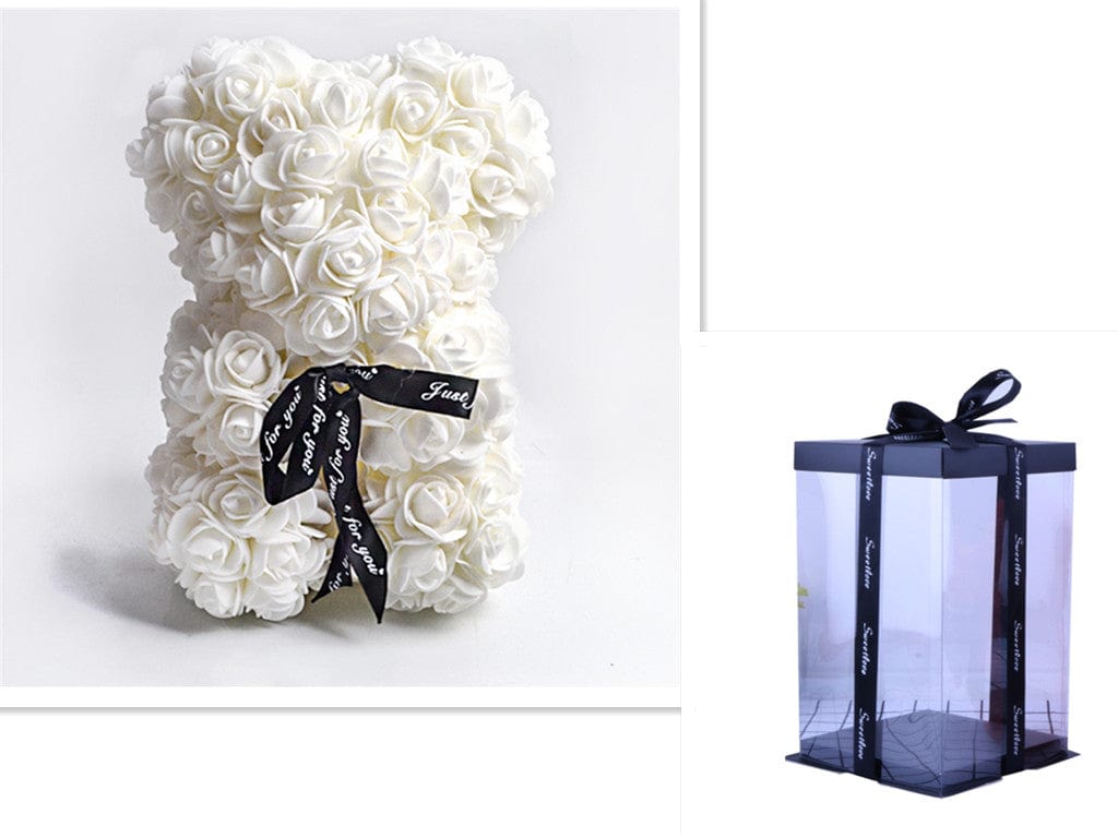 Valentine's Day Gift Rose Bear Eternal Flower Rose Teddy Bear PE Foam Bear 25cm Valentines Day Gifts CJ White with box  