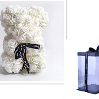 Valentine's Day Gift Rose Bear Eternal Flower Rose Teddy Bear PE Foam Bear 25cm Valentines Day Gifts CJ White with box  