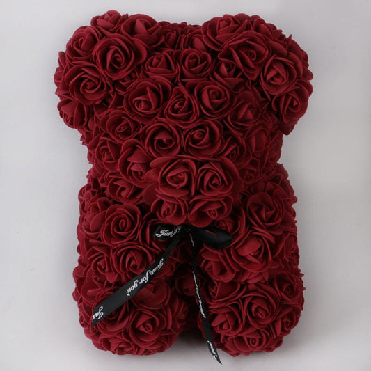 Valentine's Day Gift Rose Bear Eternal Flower Rose Teddy Bear PE Foam Bear 25cm Valentines Day Gifts CJ Wine Red