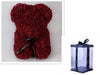 Valentine's Day Gift Rose Bear Eternal Flower Rose Teddy Bear PE Foam Bear 25cm Valentines Day Gifts CJ Wine Red with box  