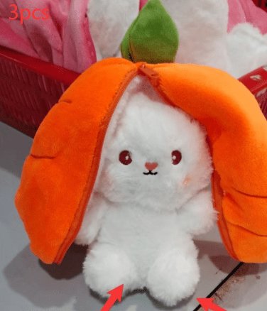 Wanghong Cute Strawberry Rabbit Doll Plush Toy with Transforming Feature Accessories CJ Carrot 18cm 3PCS