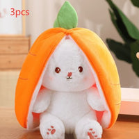 Wanghong Cute Strawberry Rabbit Doll Plush Toy with Transforming Feature Accessories CJ Carrot 25cm 3PCS