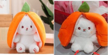 Wanghong Cute Strawberry Rabbit Doll Plush Toy with Transforming Feature Accessories CJ Set 18cm and 25cm 1PC