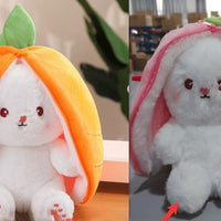 Wanghong Cute Strawberry Rabbit Doll Plush Toy with Transforming Feature Accessories CJ Set2 25cm and 18cm 1PC