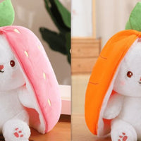 Wanghong Cute Strawberry Rabbit Doll Plush Toy with Transforming Feature Accessories CJ Set2 25cm and 25cm 1PC