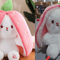 Wanghong Cute Strawberry Rabbit Doll Plush Toy with Transforming Feature Accessories CJ Set4 18cm and 25cm 1PC