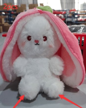 Wanghong Cute Strawberry Rabbit Doll Plush Toy with Transforming Feature Accessories CJ Strawberry 18cm 2PCS
