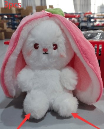 Wanghong Cute Strawberry Rabbit Doll Plush Toy with Transforming Feature Accessories CJ Strawberry 18cm 3PCS