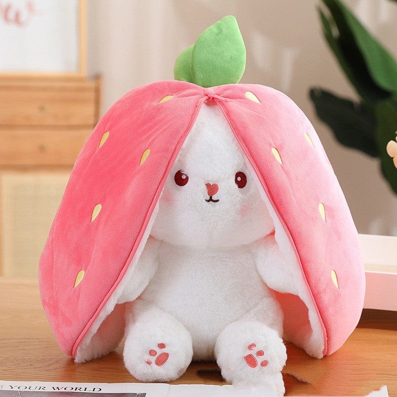 Wanghong Cute Strawberry Rabbit Doll Plush Toy with Transforming Feature Accessories CJ Strawberry 25cm 1PC