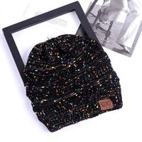 Warm and Stylish Chunky Cable Knit High Bun Ponytail Beanie Hat for Women Home & Garden Pink Lucy Black B  