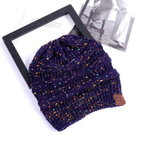 Warm and Stylish Chunky Cable Knit High Bun Ponytail Beanie Hat for Women Home & Garden Pink Lucy Navy B  
