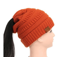 Warm and Stylish Chunky Cable Knit High Bun Ponytail Beanie Hat for Women Home & Garden Pink Lucy Orange  