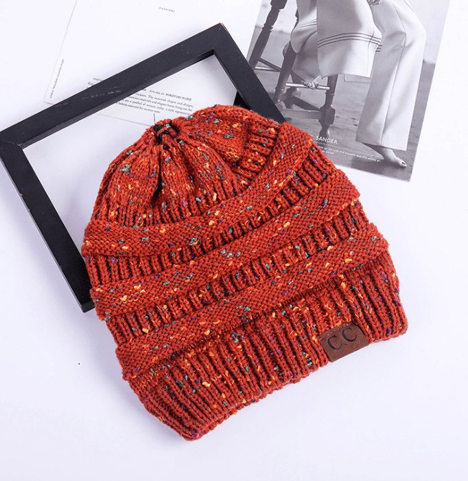 Warm and Stylish Chunky Cable Knit High Bun Ponytail Beanie Hat for Women Home & Garden Pink Lucy Orange red  