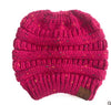 Warm and Stylish Chunky Cable Knit High Bun Ponytail Beanie Hat for Women Home & Garden Pink Lucy Rose red B  