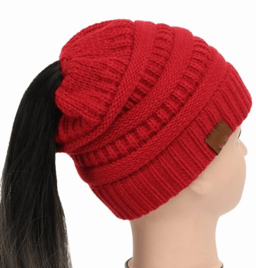 Warm and Stylish Chunky Cable Knit High Bun Ponytail Beanie Hat for Women Home & Garden Pink Lucy Watermelon  