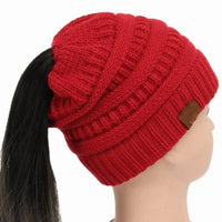 Warm and Stylish Chunky Cable Knit High Bun Ponytail Beanie Hat for Women Home & Garden Pink Lucy Watermelon  