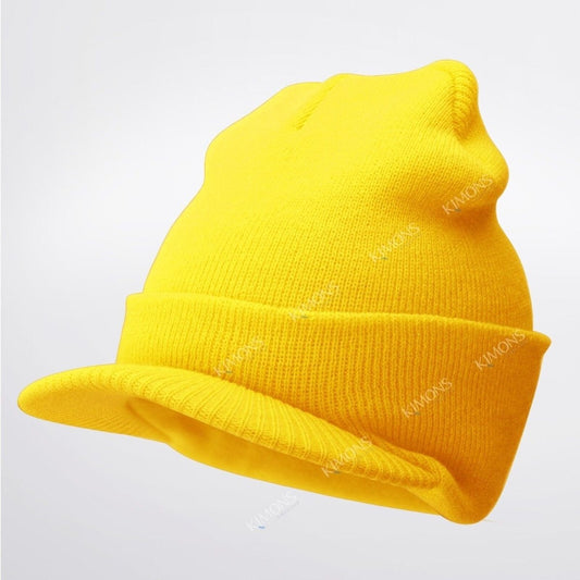 Warm Winter Essential: Bill Visor Cuff Beanie Knit Cap Hat Ski with Thick Brim  ebasketonline 11-Yellow  