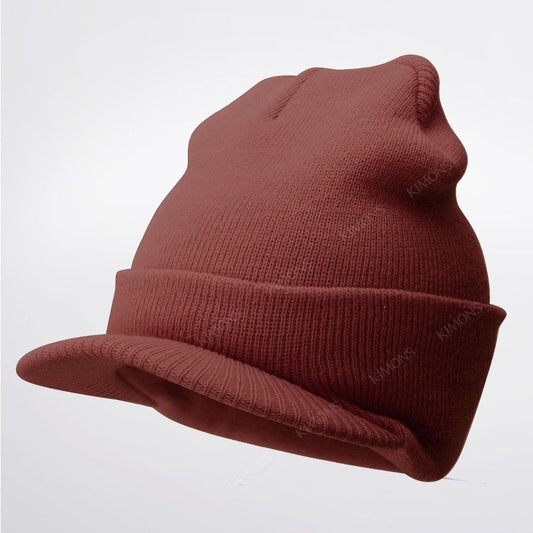 Warm Winter Essential: Bill Visor Cuff Beanie Knit Cap Hat Ski with Thick Brim  ebasketonline 12-Burgundy  
