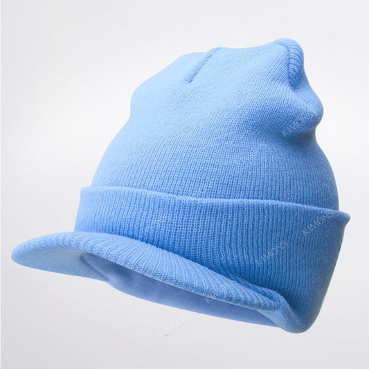Warm Winter Essential: Bill Visor Cuff Beanie Knit Cap Hat Ski with Thick Brim  ebasketonline 15-Sky Blue  