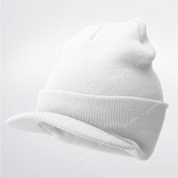 Warm Winter Essential: Bill Visor Cuff Beanie Knit Cap Hat Ski with Thick Brim  ebasketonline 4-White  
