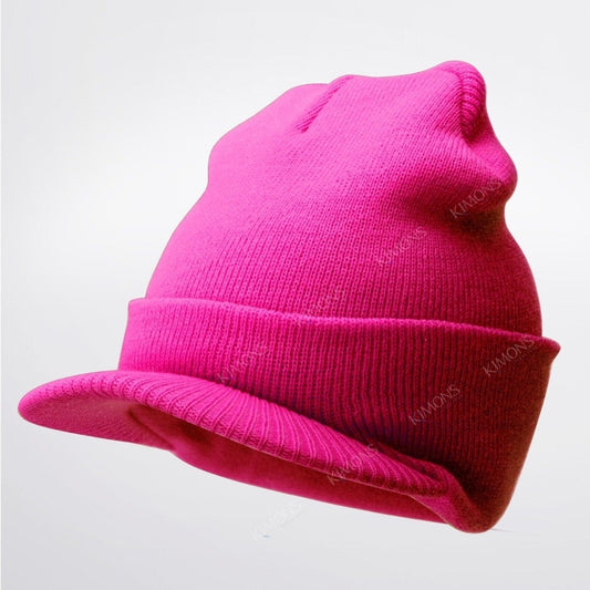 Warm Winter Essential: Bill Visor Cuff Beanie Knit Cap Hat Ski with Thick Brim  ebasketonline 9-Hot Pink  