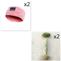 Wireless Bluetooth Sleeping Headband Audio & Video Almandine Pink set2  
