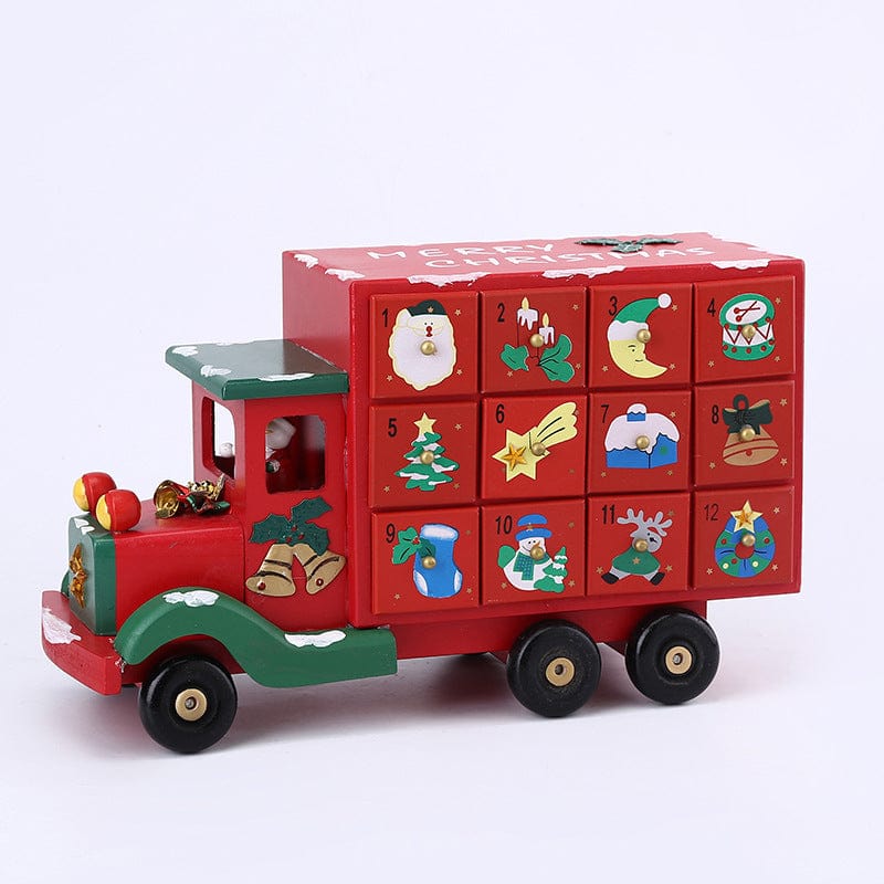 Wooden Advent Calendar with 24 Ornaments for Christmas Countdown Christmas CJ Truck  