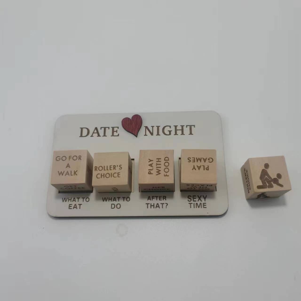 Wooden Date Night Dice - Romantic Couple Game with Action Decision Prompts for Unforgettable Date Nights Accessories CJ Date Night Dice With 5 Dice  