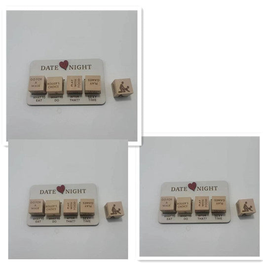 Wooden Date Night Dice - Romantic Couple Game with Action Decision Prompts for Unforgettable Date Nights Accessories CJ With5 Dice 3pcs  