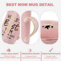 Pink Marble Ceramic Mug for MOM with Gold Accents, Lid, and Greeting Cards5