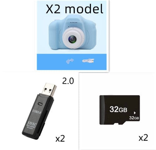 X2 HD Mini Cartoon Kids Digital Camera Accessories CJ Set A USB 