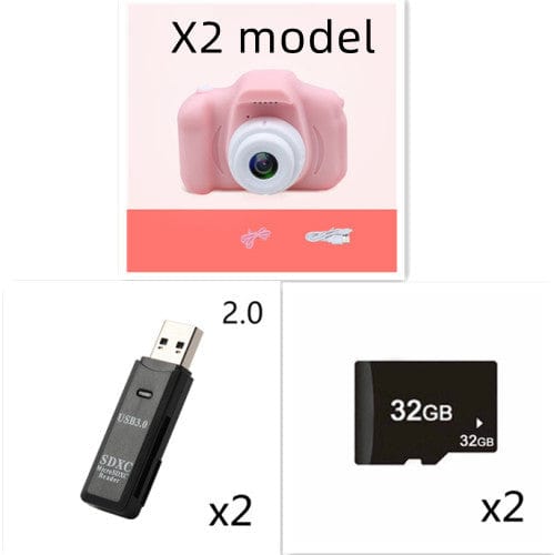 X2 HD Mini Cartoon Kids Digital Camera Accessories CJ Set B USB 