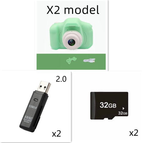 X2 HD Mini Cartoon Kids Digital Camera Accessories CJ Set C USB 