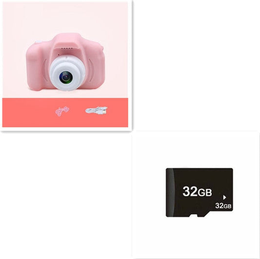 X2 HD Mini Cartoon Kids Digital Camera Accessories CJ X2Pink 32G USB 