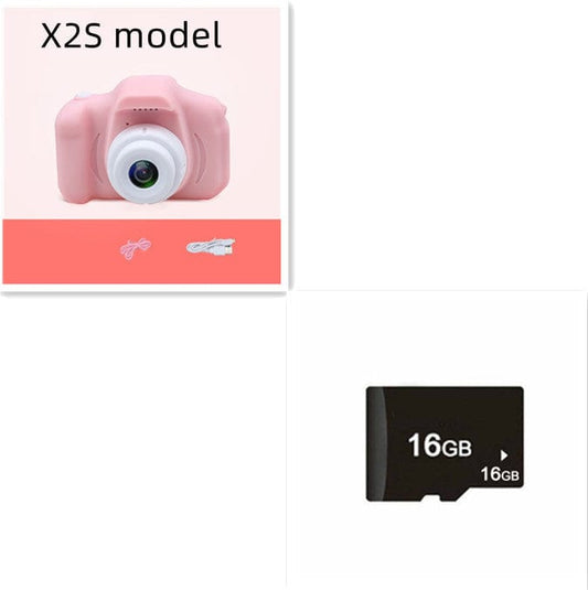 X2 HD Mini Cartoon Kids Digital Camera Accessories CJ X2SPink 16G USB 