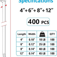Zip Ties Assorted Sizes(4”+6”+8”+12”), 400 Pack, Black Cable Ties, UV Resistant Wire Ties by  ebasketonline   