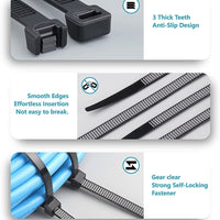 Zip Ties Assorted Sizes(4”+6”+8”+12”), 400 Pack, Black Cable Ties, UV Resistant Wire Ties by  ebasketonline   