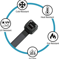Zip Ties Assorted Sizes(4”+6”+8”+12”), 400 Pack, Black Cable Ties, UV Resistant Wire Ties by  ebasketonline   
