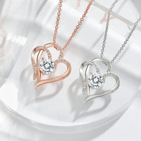 Zircon Double Love Necklace With Rhinestones - Personalized Heart-shaped Clavicle Chain Jewelry for Women on Valentine’s Day  ebasketonline   
