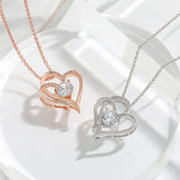 Zircon Double Love Necklace With Rhinestones - Personalized Heart-shaped Clavicle Chain Jewelry for Women on Valentine’s Day  ebasketonline   