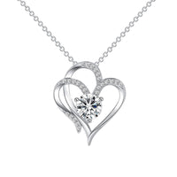Zircon Double Love Necklace With Rhinestones - Personalized Heart-shaped Clavicle Chain Jewelry for Women on Valentine’s Day  ebasketonline   